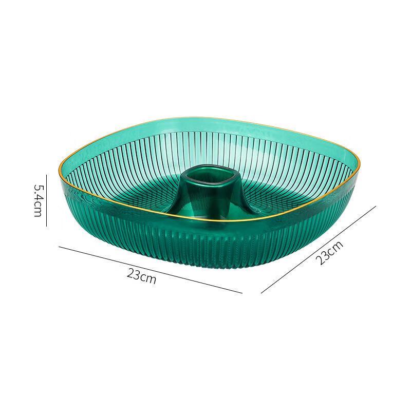 Minai Plastic Fruit & Snack Plate with Toothpick Compartment 2-Pack