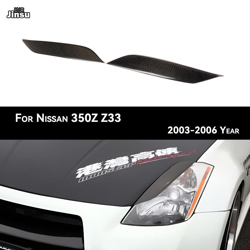 JDM Styl Skutečné Karbonové Obočí na Světlomety Dekorativní Samolepky na Auto pro Nissan 350Z 2003 2004 2005 2006 Obočí na Přední Světla Z33