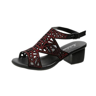 Sandales d'été pour femmes grandes tailles, nouvelles, peep toe, talons hauts, mode, décoration strass creux, sandales à talons carrés Sandalias Mujer