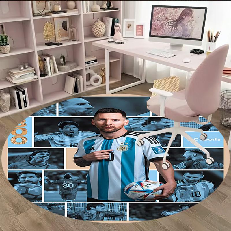 1pc Football Star (2) Print Round Carpet Chair Round Carpet Suitable for Bedroom Living Room Home Decorative Carpet