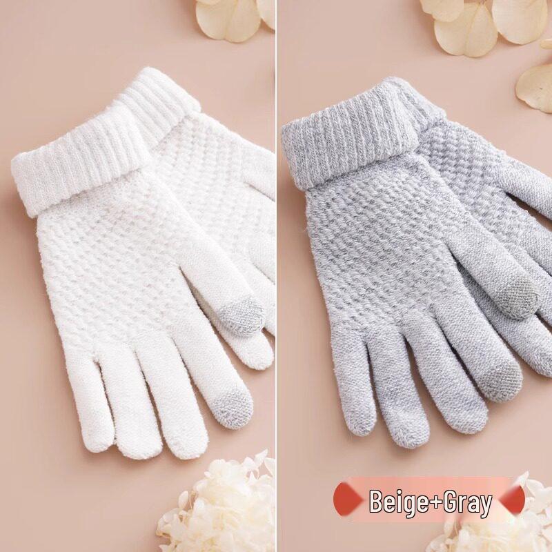 Plush Touchscreen Gloves: Warm, Thick Wool-Knit for Men & Women, Ideal for Autumn/Winter Cycling
