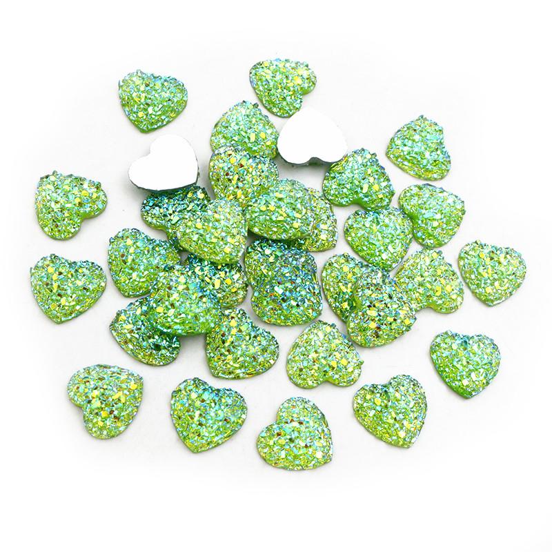 Fashion 40pcs 12mm Flat Back Heart Resin Cabochons Multi Colors Druzy Natural Stone Convex DIY Jewelry Making Accessories
