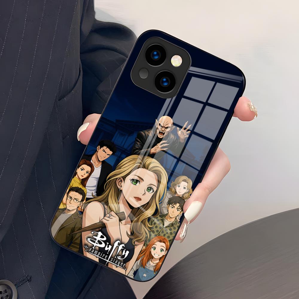 B-Buffy The Vampire Slayer Phone Case For IPhone 17 Air 16 E Pro Max 15 14 13 Mini 12 Pro 11 Max Plus Black Glass Cover