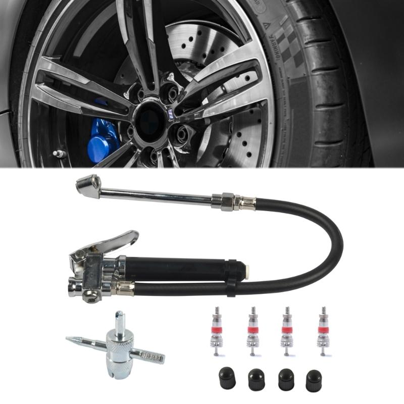 Analogs Tire Inflators with Pressure Gauges, 12" Hoses Single Head Air Chuck,Accurate Air Pressure Tire Gauges 20–120PSI