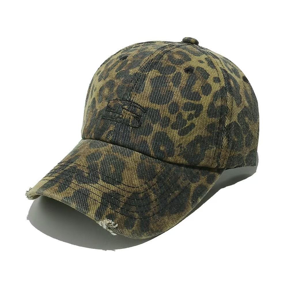 Passende Retro-Leopardenmuster-Kappe Verstellbarer Riemen Atmungsaktive Schirmmütze Sonnenhut Für Männer Frauen