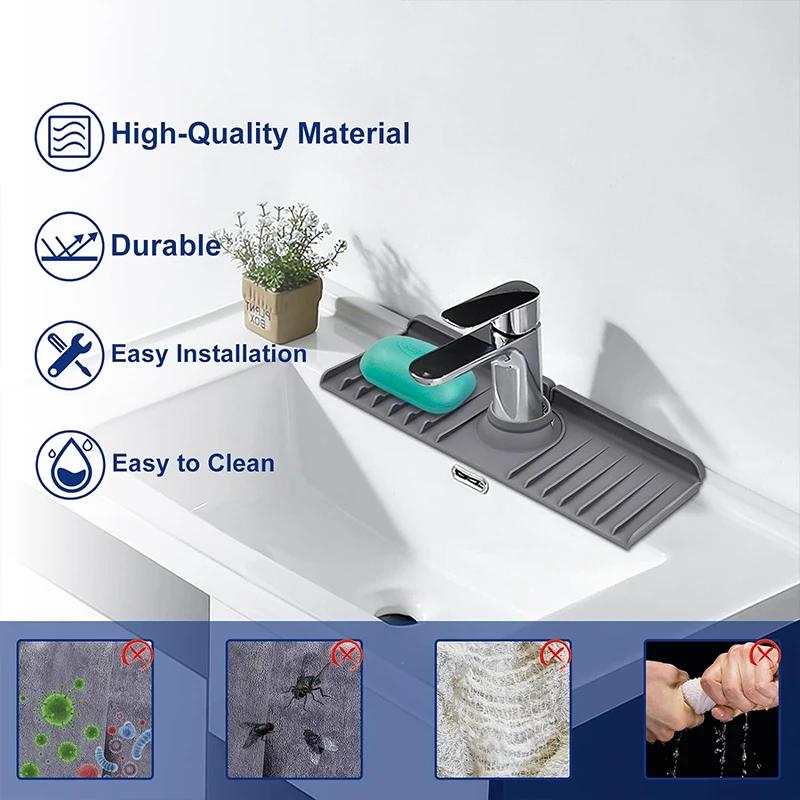 Kitchen Sink Anti-spray and Drain Water Retaining Pad Silicone Faucet Splashproof Pad Bathroom Kitchen Accessories