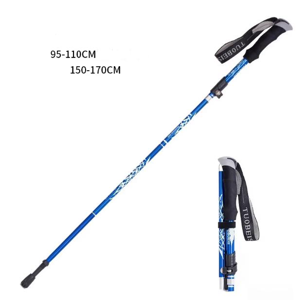 Collapsible Gift for Elder Hiking Poles Non-slip Crutches Telescopic Walking Cane Folding Trekking Stick синий
