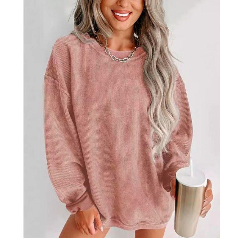 Fall and Winter New Arrival Student Crew Neck Loose Pullover Pure Color Drop-Shoulder Long-Sleeve Casual Mid Length Long Length Sweatshirt Outwear