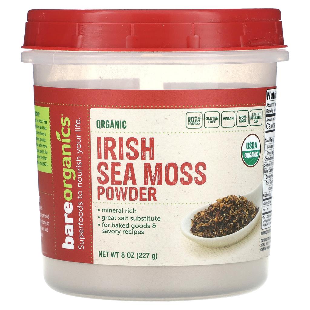 BareOrganics Organic Irish Sea Moss Powder, 8 Oz (227 G)