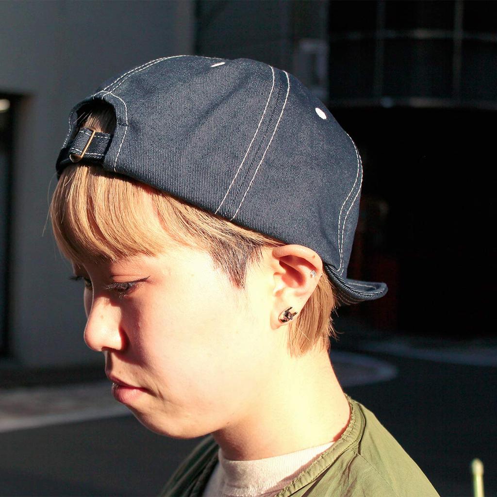 Basic Quench Umpire Short Denim Ball and One Size Fits All Number Cap, Brim, Cap, Indigo, All-Season, Women's Men's, (JP, Size, 62.0 cm, 64.0 cm,