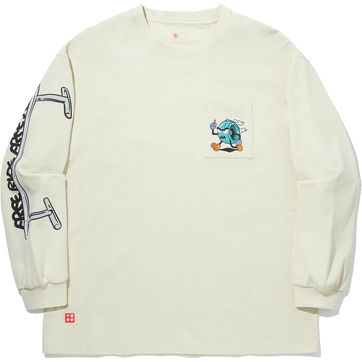 

Li Ning Футболка с принтом букв, круглым вырезом, удобная, дышащая, свободного кроя, с длинным рукавом, унисекс, топы, кремово-желтый AHSUD49-1 XL