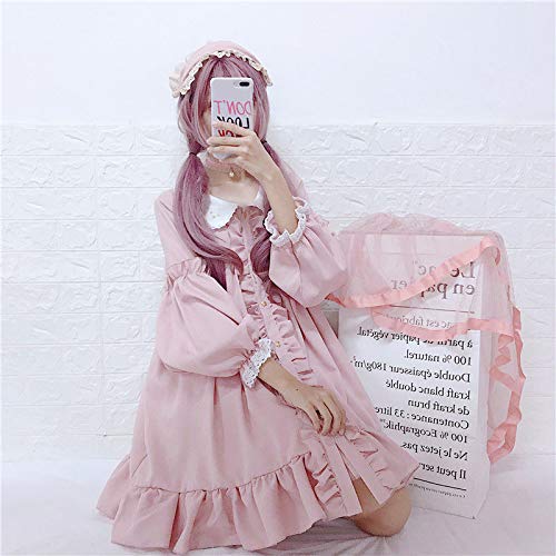 Lady Lazy Lolita Rochie cu mânecă lungă Fusta dintr-o bucată deasupra genunchiului Loli Frill Costume Photography Sweet Loli Princess Cosplay Anime Crossdressing