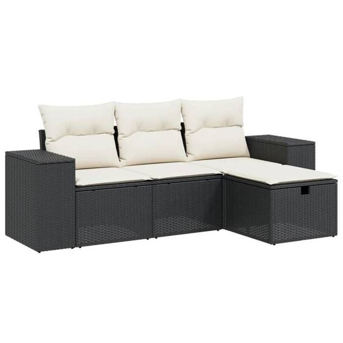 VidaXL Garden Lounge Set with Cushions 4 Pcs, Patio Sofas, Patio Furniture Set, Outdoor Furniture, Black 3264372