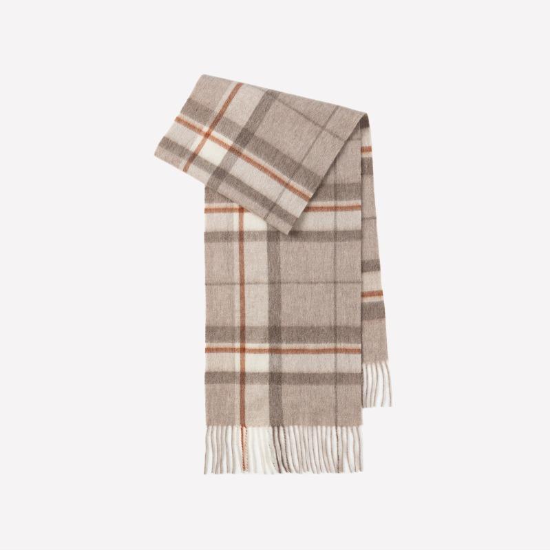 Bufanda de lana 100 % de estilo británico para mujer, otoño e invierno, con tacto de alta gama, versátil chal grueso con borlas a cuadros para hombre.