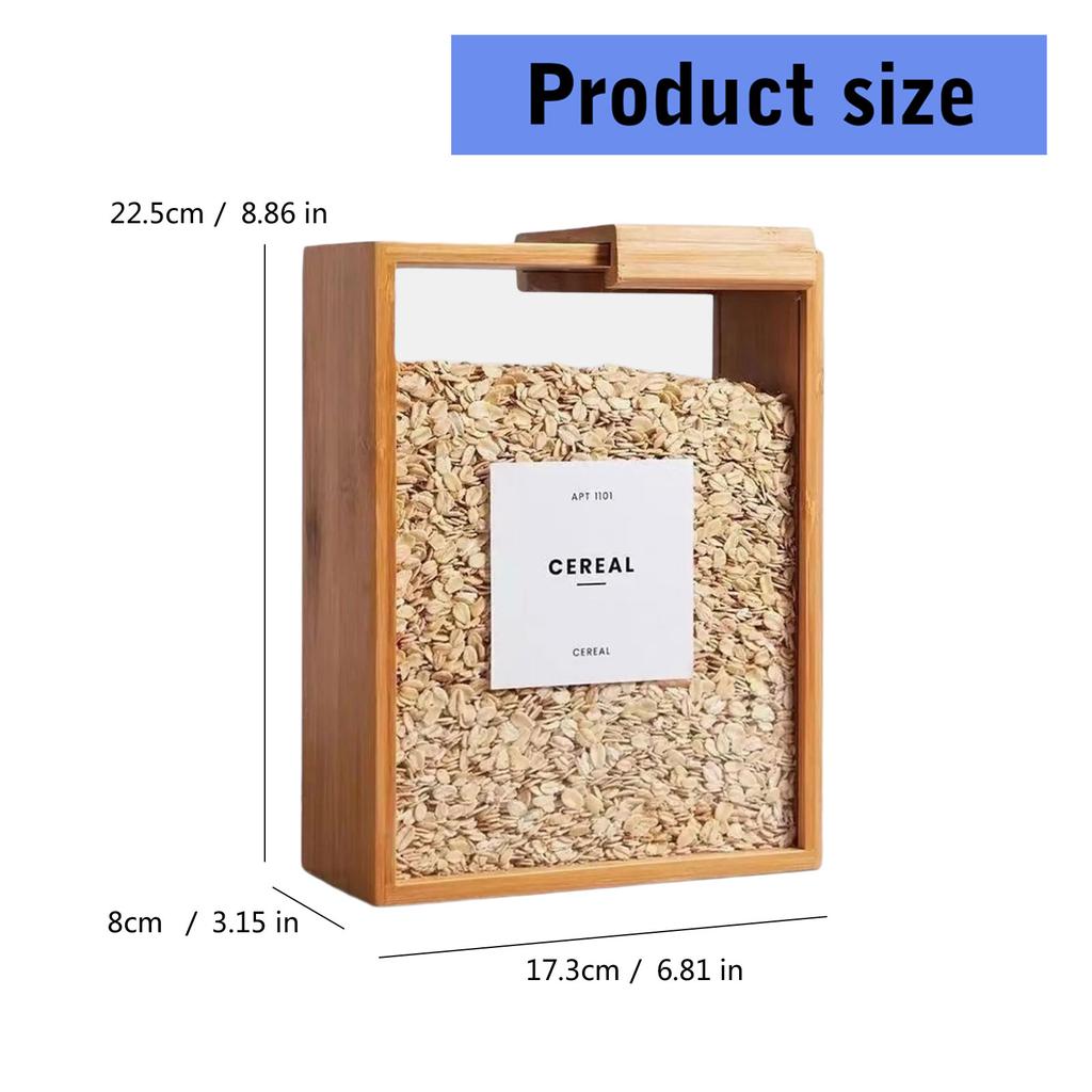 Wielofunkcyjny Bambusowy Dozownik do Żywności Organizer Kuchenny do Przechowywania Płatków Śniadaniowych i Spiżarni z Konstrukcją Przesuwnej Pokrywy