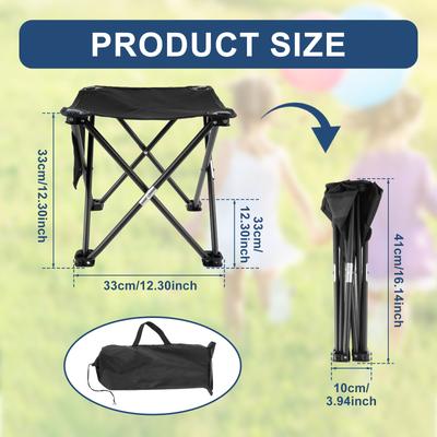 Outdoor Portable Folding Stool Oxford Cloth Folding Camping Stool With Side Pocket Hiking Beach Travel Picnic Fishing Seat Tools