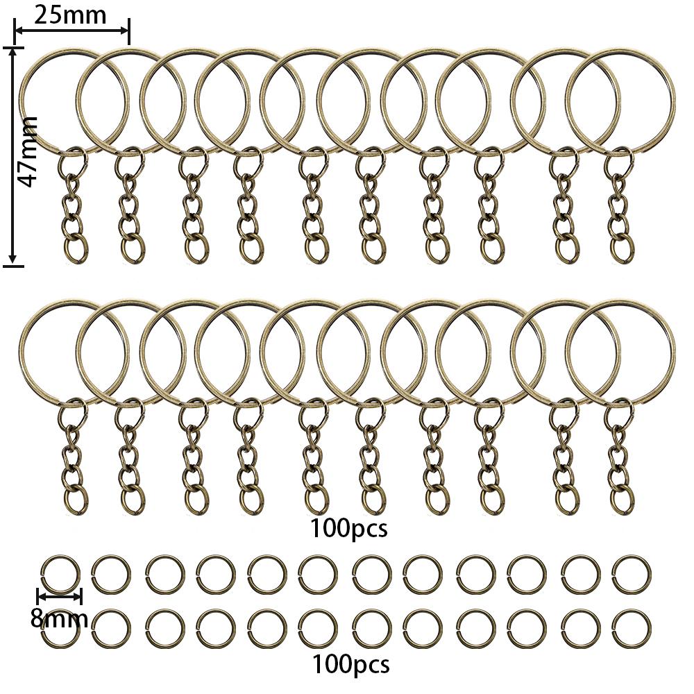 200pcs/pack 100pcs Keychain Key Rings and 100Pcs Jump Rings for Keychain Bag Pendants Holder Jewelry Making Accessories