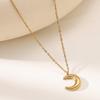 18K Gold Crescent Moon Necklace: Elegant 304 Stainless Steel, Non-fading Collarbone Chain for Women