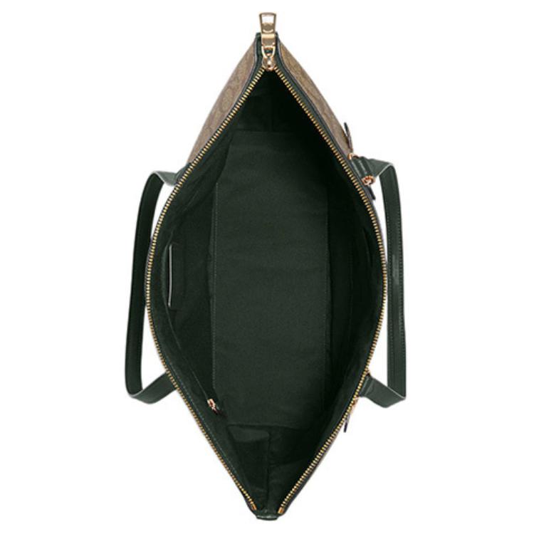 New COACH Gallery Coated Canvas With Leather Tote Bag, Shopping Bag, Handbag, Shoulder Bag Women's Khaki 79609-IMRQE