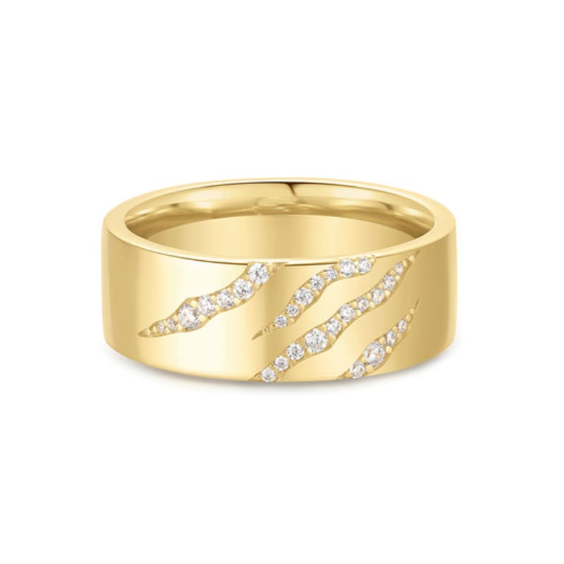 ANIA HAIE Gold Tiger Stripe Band 925 Silver Ring R067-03G