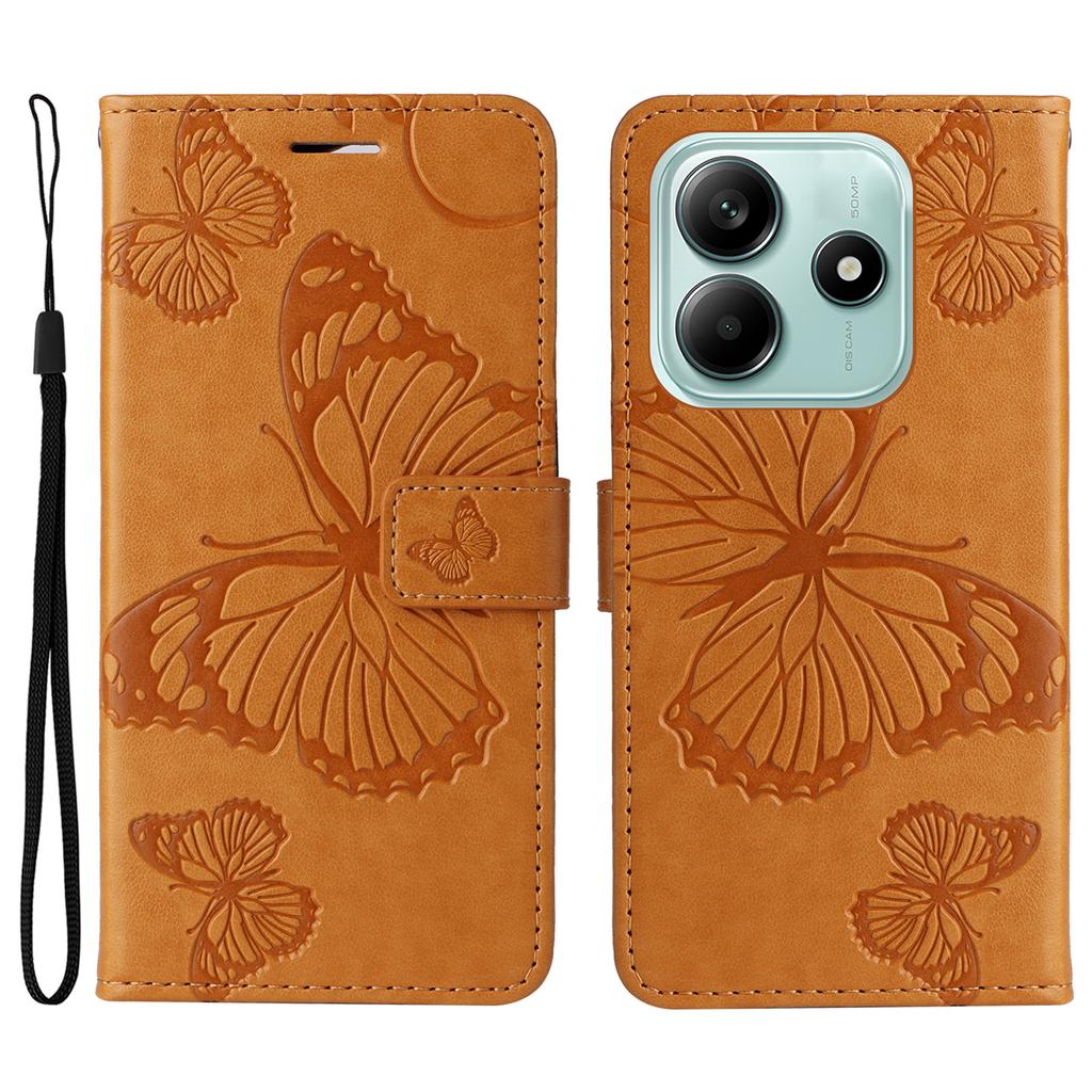 For Xiaomi Redmi Note 14 5G Wallet Case Floral Butterfly Imprinted Leather Phone Cover Stand