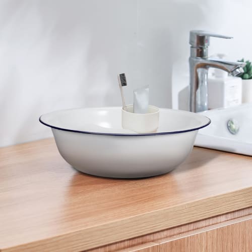 PACKOVE Smaltovaná vanička na nohy, Nádoba na namáčení nohou, Mycí mísa, Kbelík na nohy, Stanice na mytí nohou, Cínová vana pro seniory, Retro bílý smalt