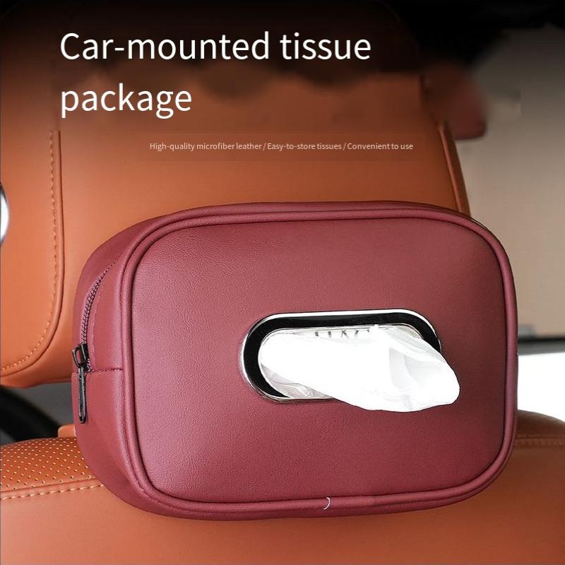 Leather Strap-Type Hanging Car Tissue Case Napkin Holder Multifunctional Armrest Seat Back Paper Organizer for Home Hotels Use