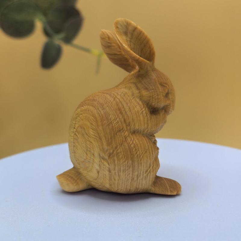 Cute wooden carving Zodiac rabbit tabletop decoration Home decoration student gift for classmates Christmas GIFs