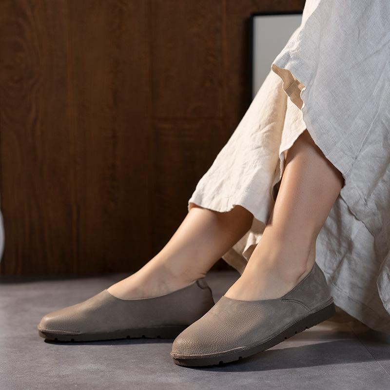 Ručně vyráběné kožené dámské boty kulatá špička měkká podrážka měkký povrch pohodlné ploché boty první vrstva hovězí kůže jednoboty pánské a dámské stejný styl