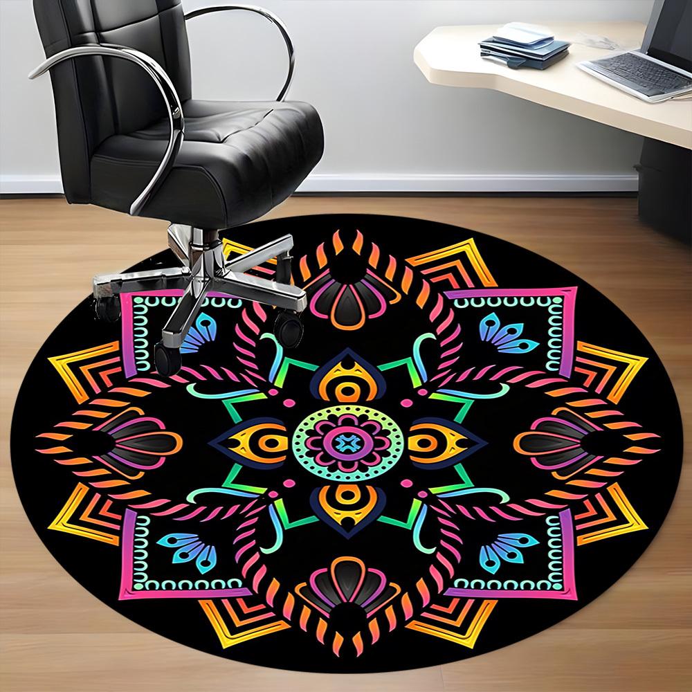 1pc Mandala Pattern Office Round Rug, Carpet for Office, Gaming, Lightweight Round Floor Mat Yy260208032