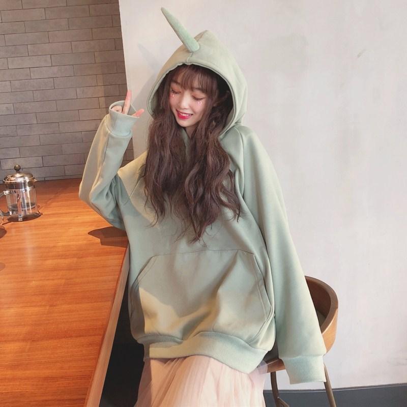 Women Warm Soft Hoodies Padded Hooded Sweater Women's Fall and Winter Retro Simple Literary Student Tops