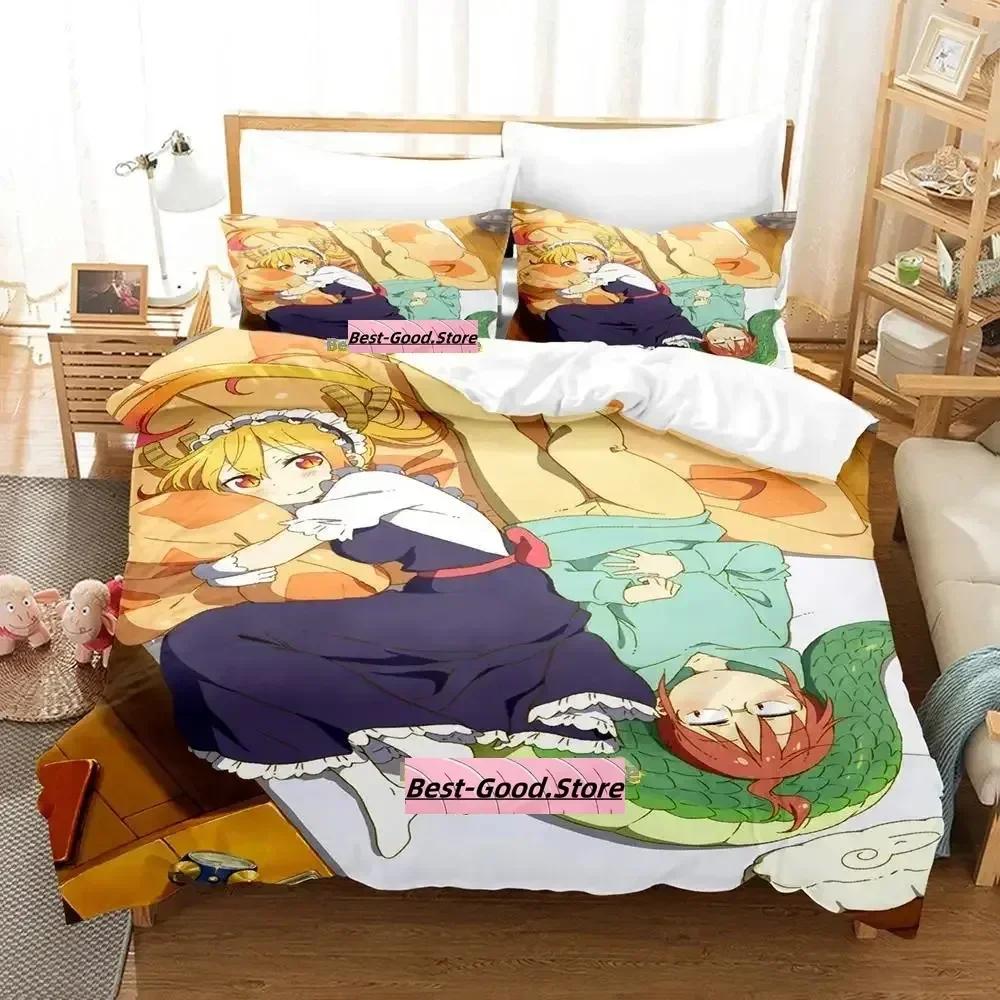 Mis Kobayashi's Dragon Maid Beding Set Printed Bed Linen Set With Pilowcase Bed Soft Duvet Cover Soft Quen Super King-Sized Dimensionsd Dimensions