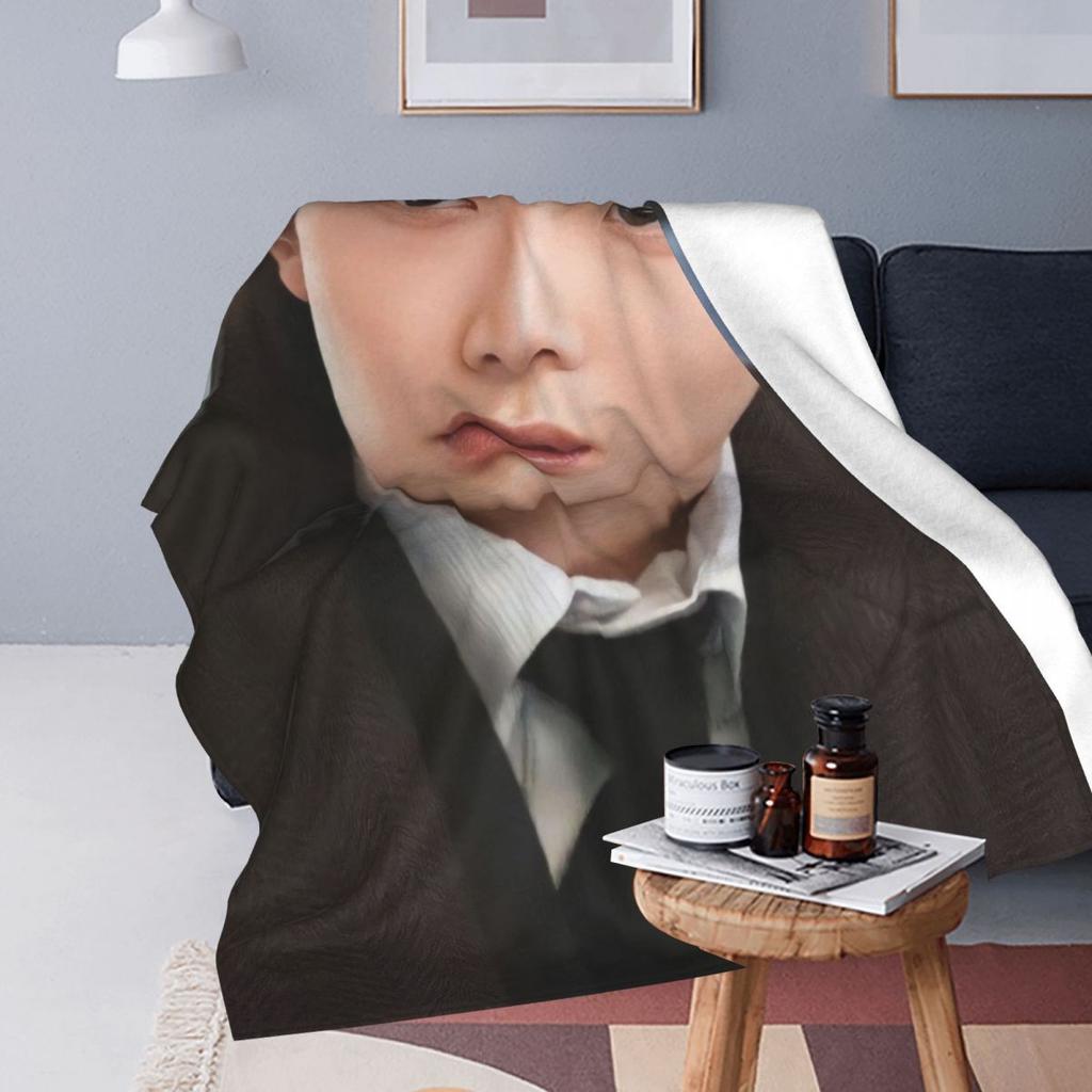 R-Rowoon Flanelldecke Qualität Super Warm Südkoreanischer Schauspieler und Sänger Bettwäsche Überwürfe Winter Reise Stuhl Muster Tagesdecke