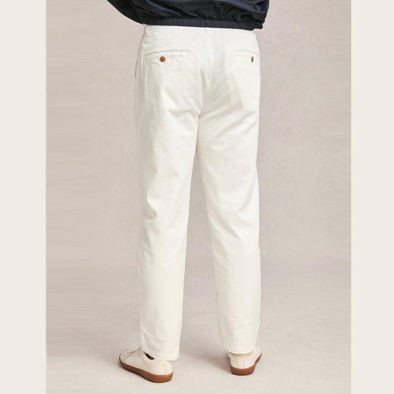 Męskie spodnie khaki w kolorze białym, bawełniane, w stylu 25 lat – uniwersalne, swobodne, proste nogawki, wiosna/jesień