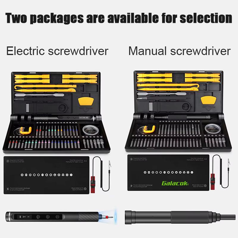 71 In 1 Manual/Electric Precision Screwdriver Set Cordless 48 Magnetic Bits Phillips LED5Torque 0.52N PC Phone Repair Kit Tool