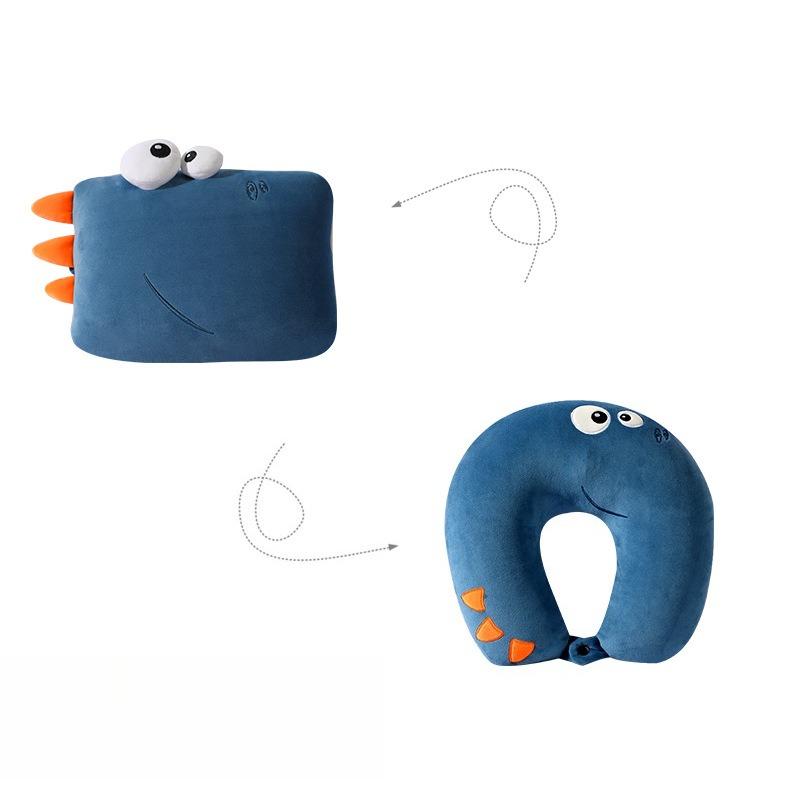 Cute Cartoon Dinosaur U Shaped Pillow Soft Foam Particle Deformable Multifunctional Portable Neck Support Playful Comfort Aid