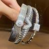 18K Gold Plated Zircon Flower Bangle - European & American Trend, Light Luxury Fashion Bracelet for Women