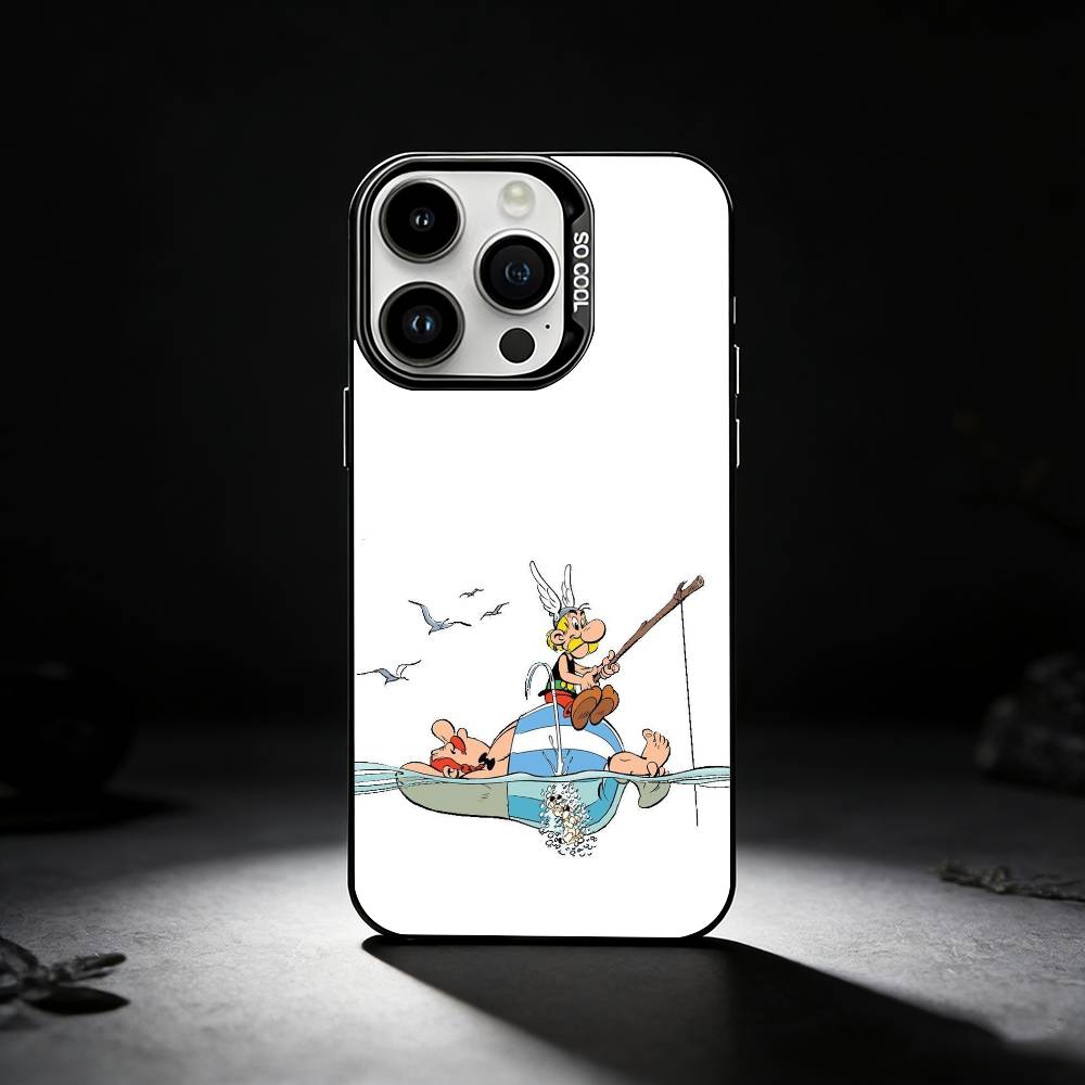 A-Asterix C-Cartoon O-Obelix Handyhülle Für iPhone 17,16,15,14,13,12,11 Plus,Pro Max,XS,Farbige silberne Handyhülle