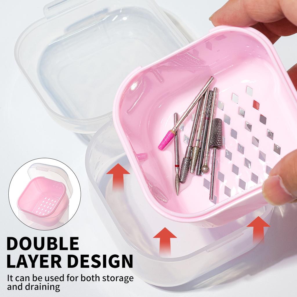 Portable Nail Polishing Grinding Head Disinfection Box Nail Art Drilling Head Disinfection Box Manicure Sterilization Tool