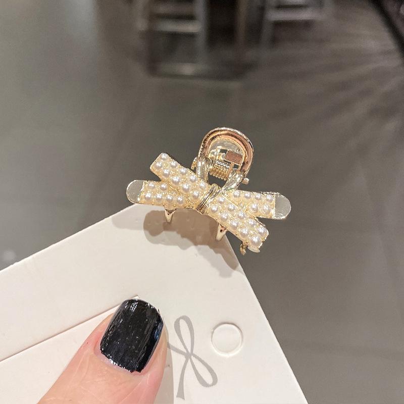 Pearl Rhinaute Small Hair Clip Female Net Celebrity Delicate High Ponytail Clip Korean Advanced Side Broken Hair Clip Headwear