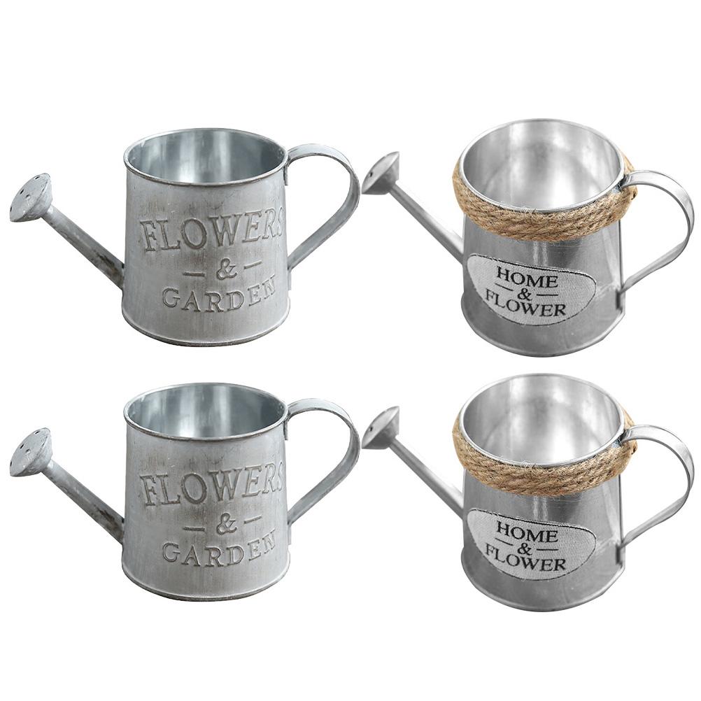 4pcs Watering Can Flower Vase Tin Planter Bucket Galvanized Garden Utensil Indoor Plant Holder Dry Flowers IronVintage Spring