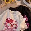 Camiseta MINISO de Hello Kitty para Mujer Verano Chica Dibujos Animados Estampados Tops Algodón Alta Calidad Manga Corta Holgada Casual Camisetas de Pareja