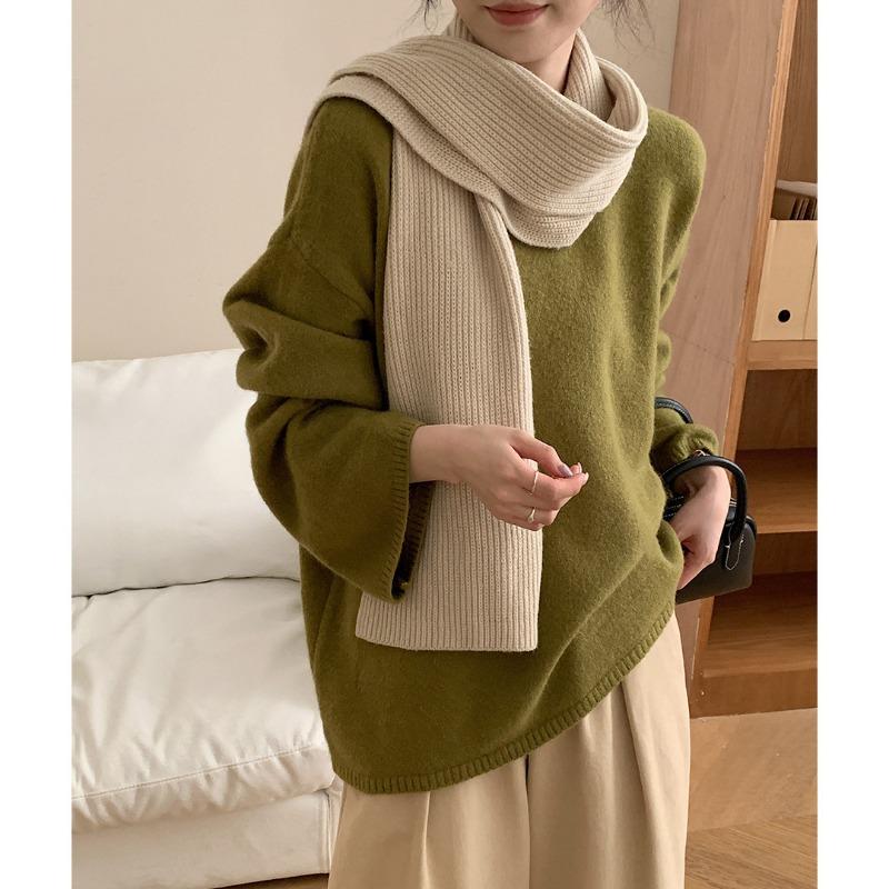 Crew Neck Large Size Pullover Sweater Autumn and Winter New Outer Size Lazy Wind Bottomed Knitted Sweater Women
