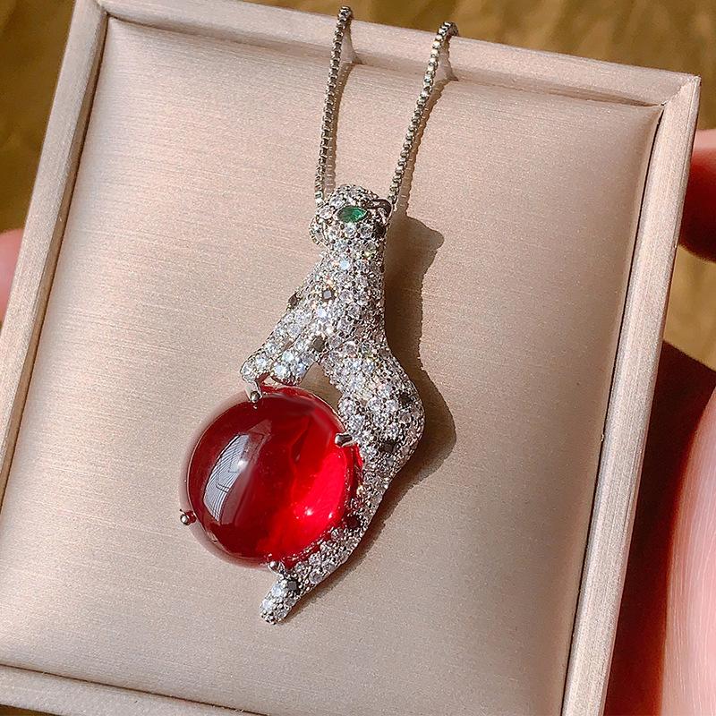 Autumn And Winter Jewelry Retro Simulation Color Treasure Plain Leopard Luxury Inlaid Main Stone 18 * 20