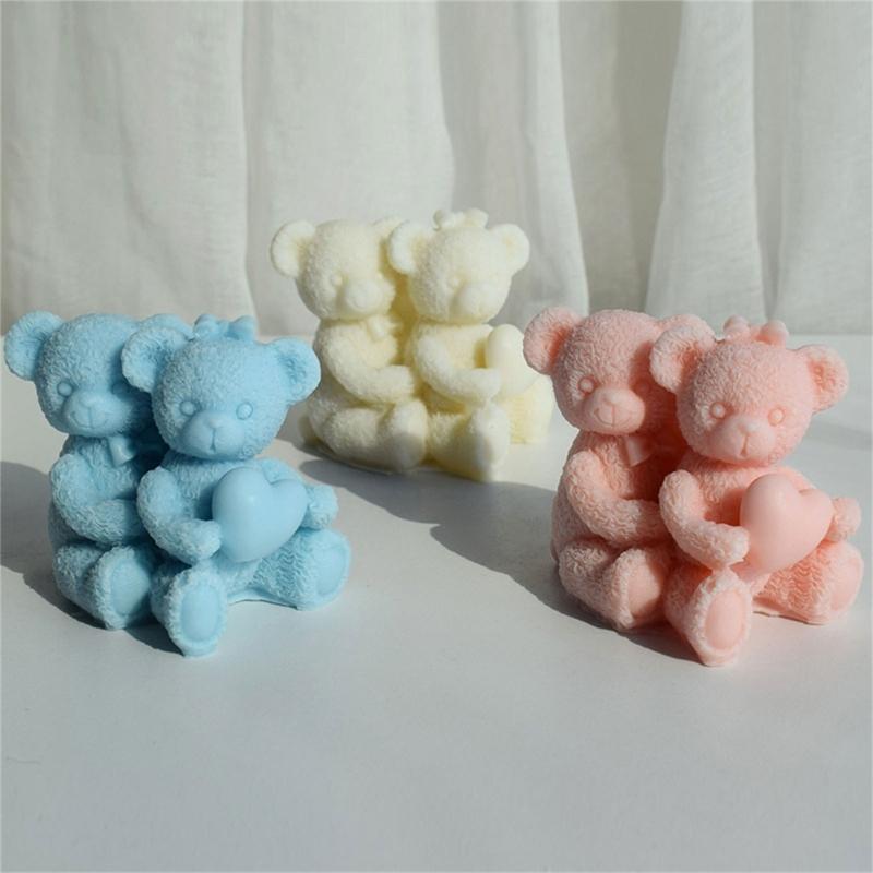 Soft and Durable Silicone Cartoon Bear Candle Mold for Art Project Making Unique Candle or Aromatherapy in Home