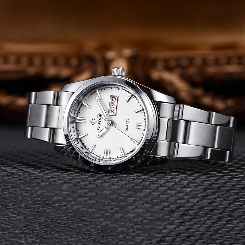 Fashion Wwoor Top Brand Ladies Full Steel Waterproof Quartz Silver Women Automatic Date Dress Watch Reloj Mujer Montre Femme