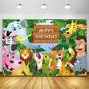 Banner Decorazione Sfondo Festa 1° Compleanno Bambino Bambina Baby Shower Festa Safari Animali della Giungla Vinile Sfondo Fotografico Oggetti di Scena per Fotografia