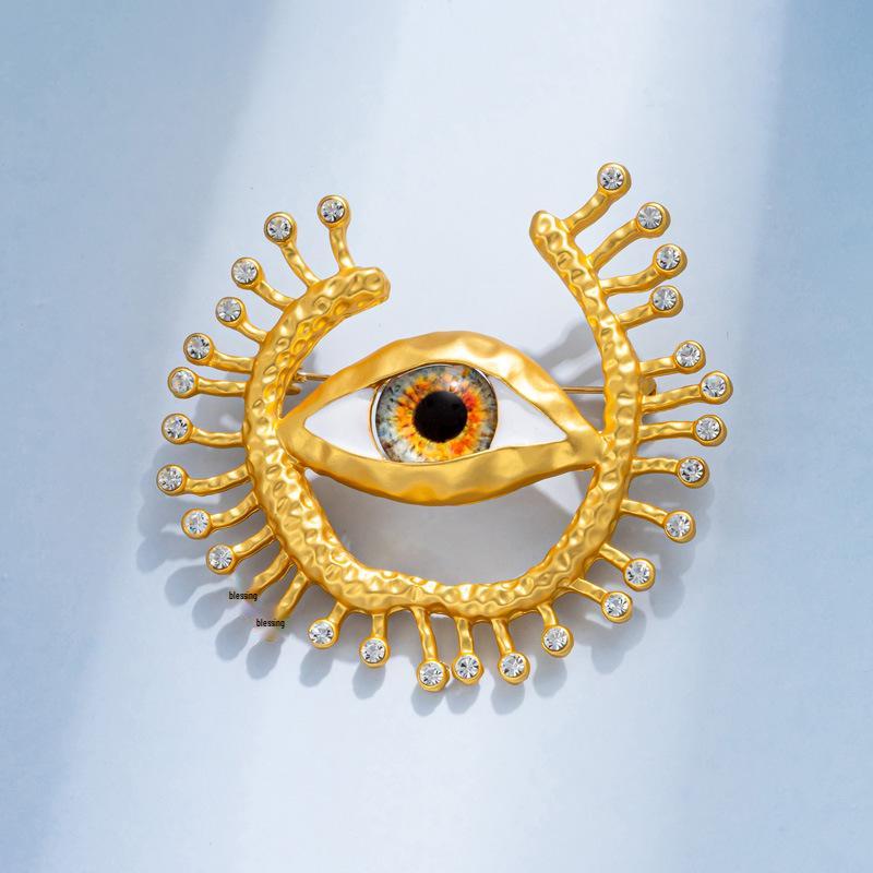 Dilly Snow Blue Evil Eye Brooch - Retro Corsage Pin with Turkish & American Influence