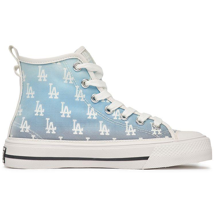 MLB Playball High Monogram Versatile Polyester Non-Slip Wear-Resistant Lightweight Shock Absorbing High-Top Canvas Shoes 3ACVCMM2N-07BLS