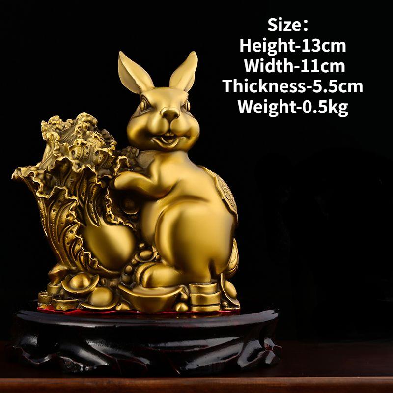 

Китайские медные украшения в виде кролика Чжаоцай привлекают богатство, предметы интерьера, украшение гостиной, талисман, кролик богатства, подарок